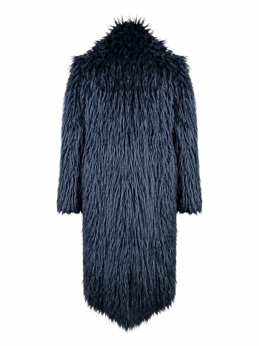 Urban Outfitters Kimchi Blue Coat Black Faux Fur Shaggy Longline Glam L NWOT - Picture 3 of 8